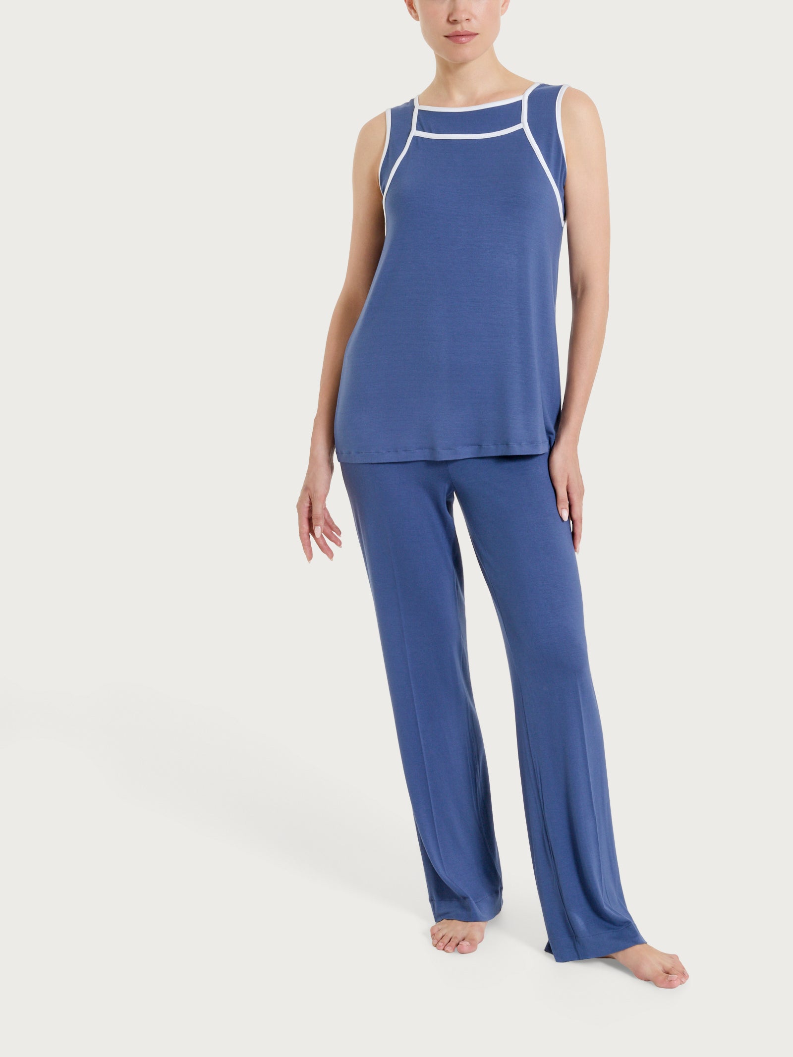 Ragno Viscosa Summer Top Spalla Larga Donna Blu Oceana