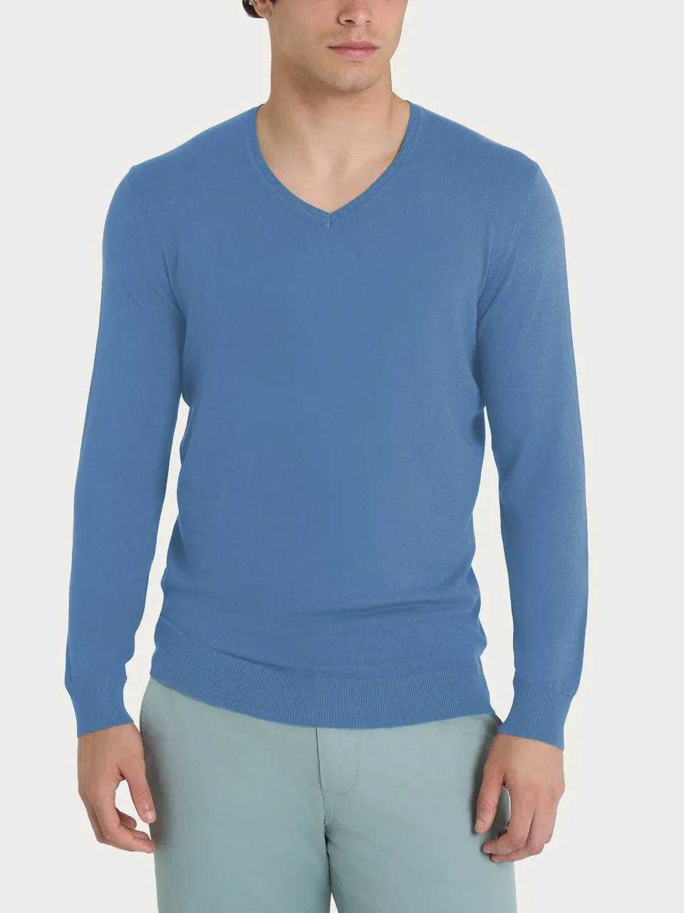 Ragno Summertime Pull Scollo a V Coronet Blue Viscosa