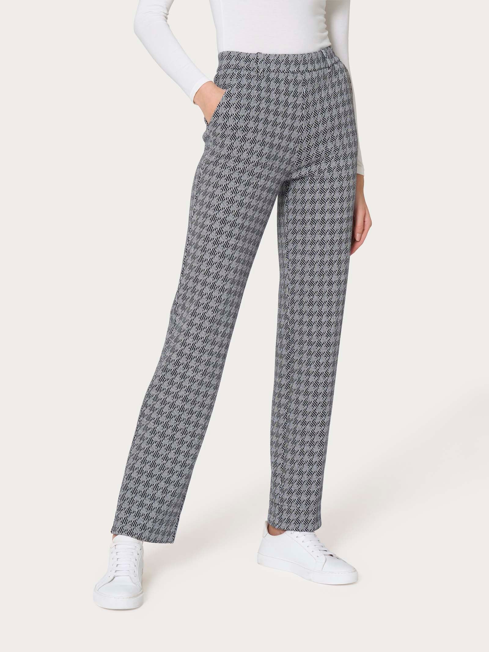 Ragno Compact Straight Leg pantalone donna nero pied de poule