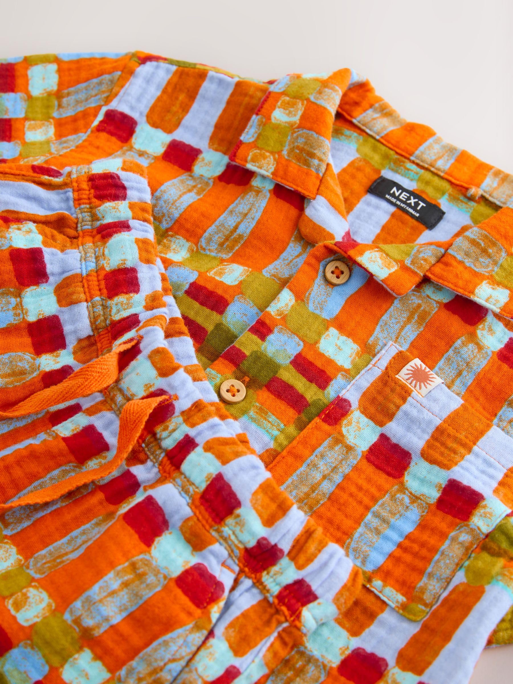 Next completo bambino camicia shorts riga multi