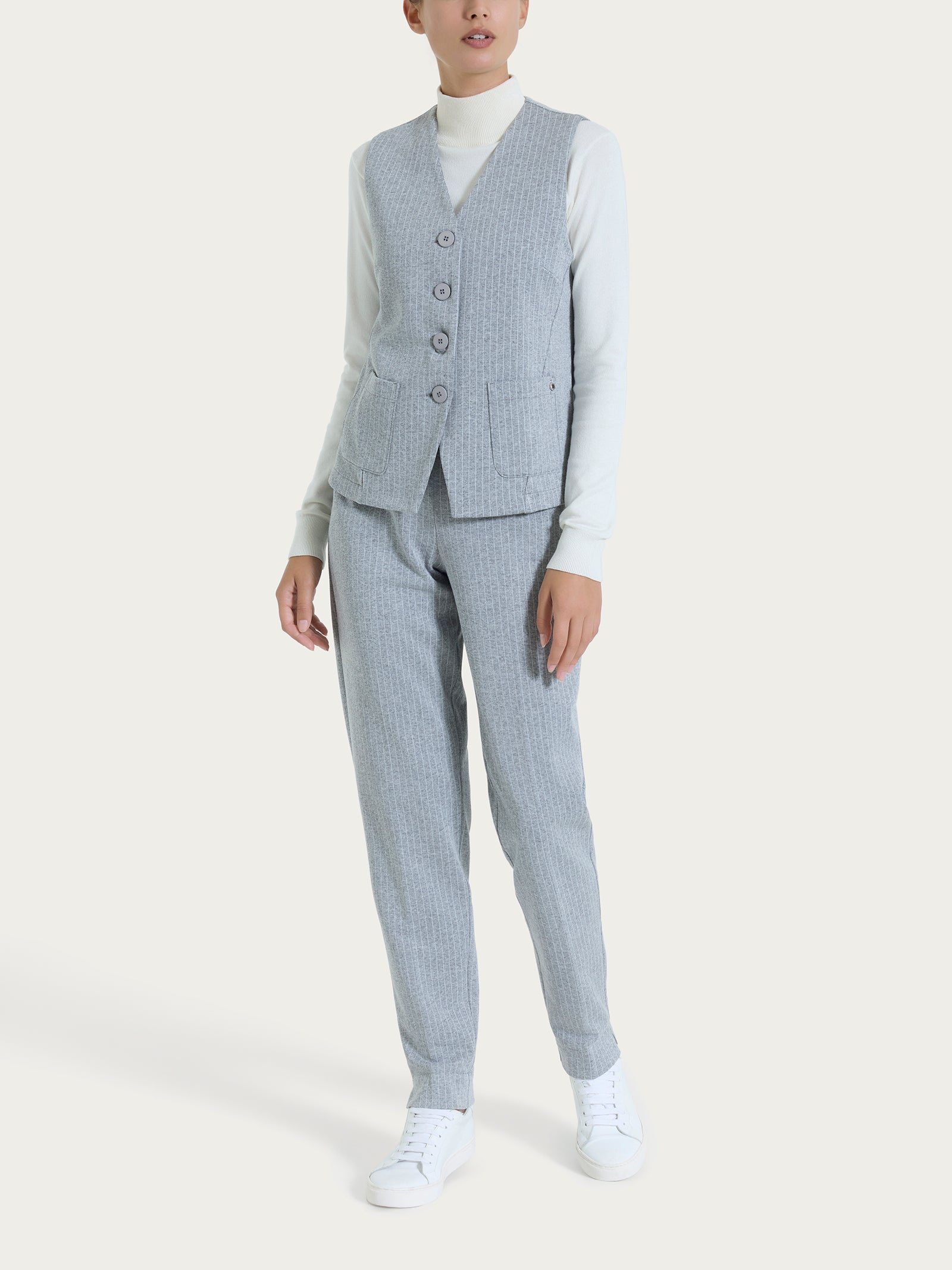 Ragno Comfort Gilet Gessato Donna Grigio Mel
