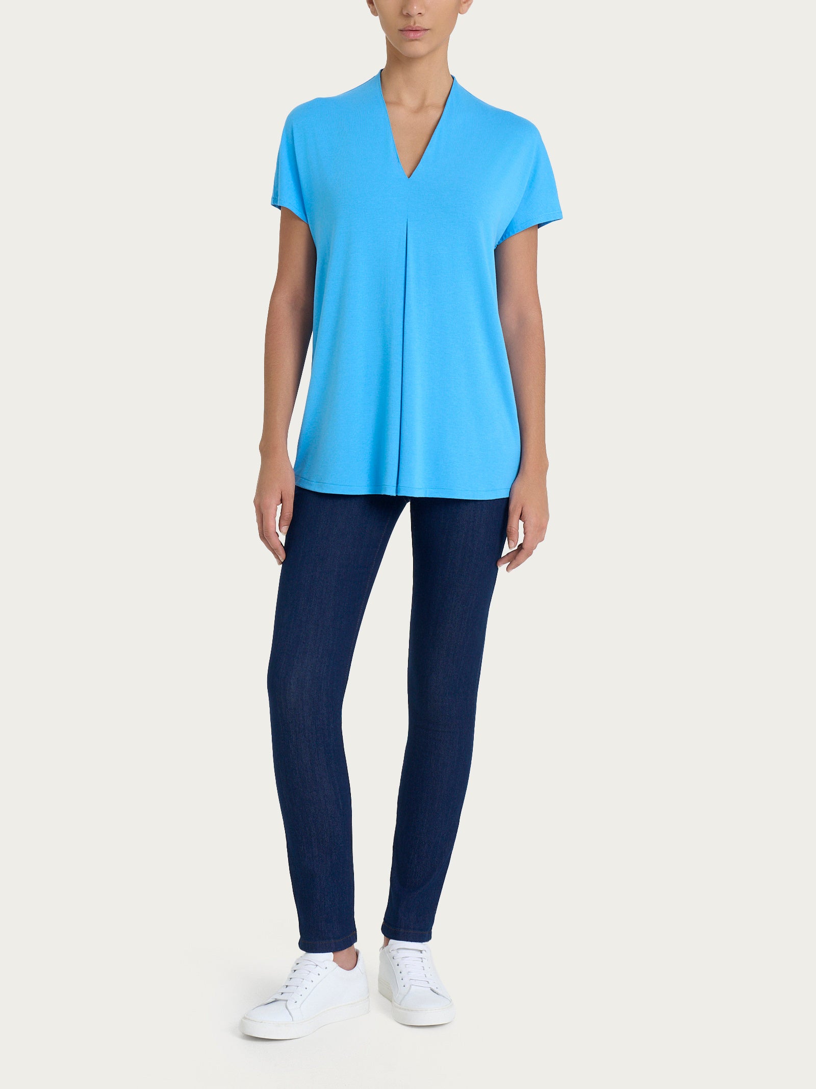 Ragno Maglietta Piega Frontale Jersey Viscosa Azure Blue