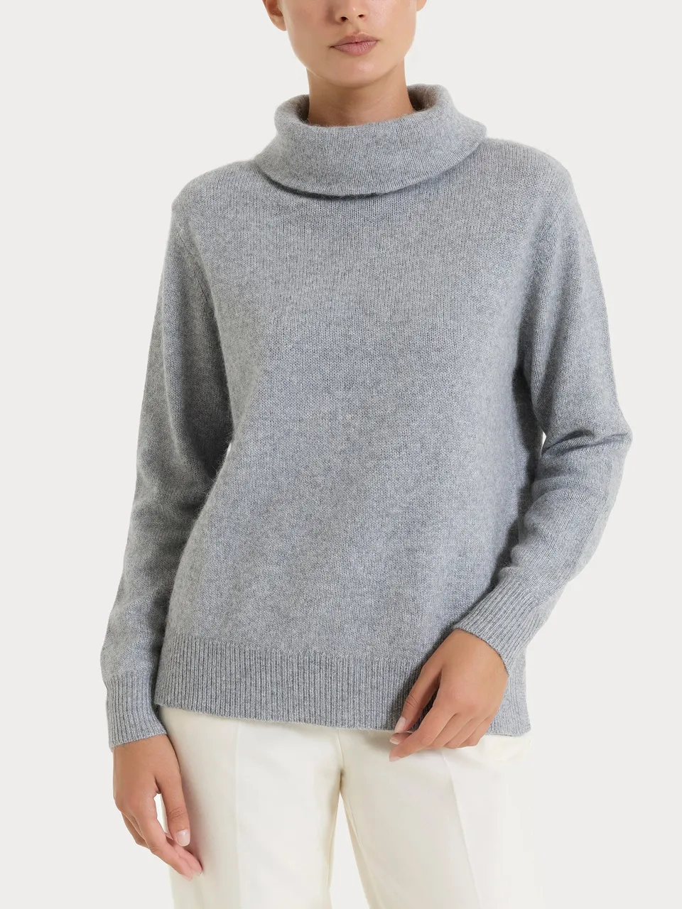 Ragno Natural Soft Maglia Collo Alto Donna Ghiaia Morbida