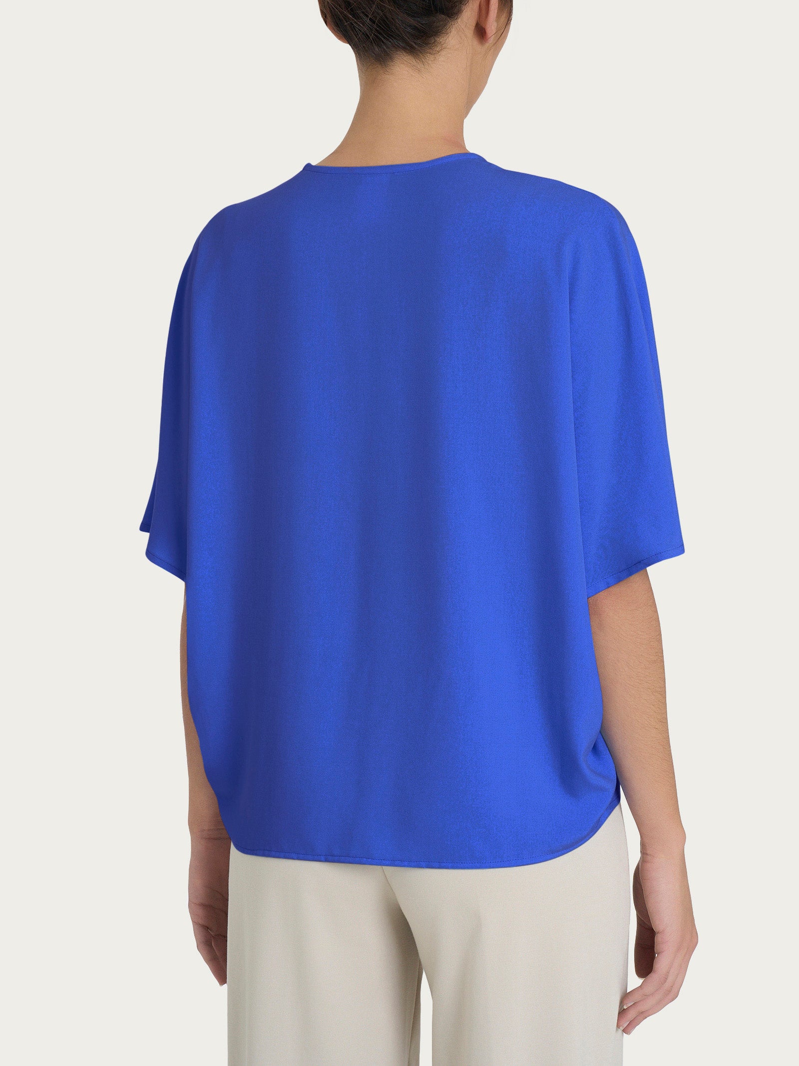 Ragno EcoSeta Blusa Scollo V Blu in Viscosa