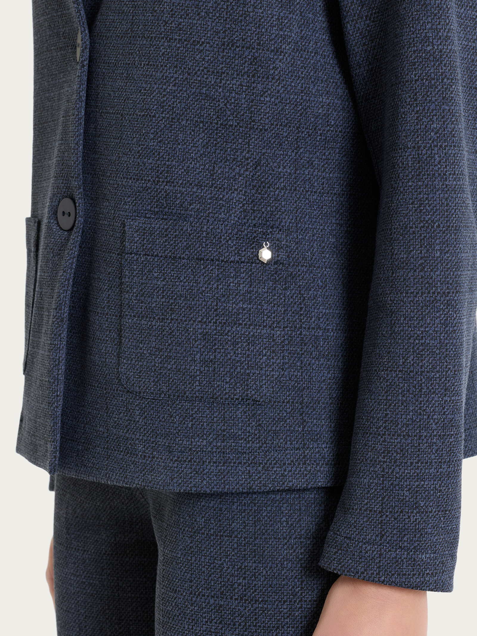 Ragno Blazer corto jacquard micro check Fant.Bleu
