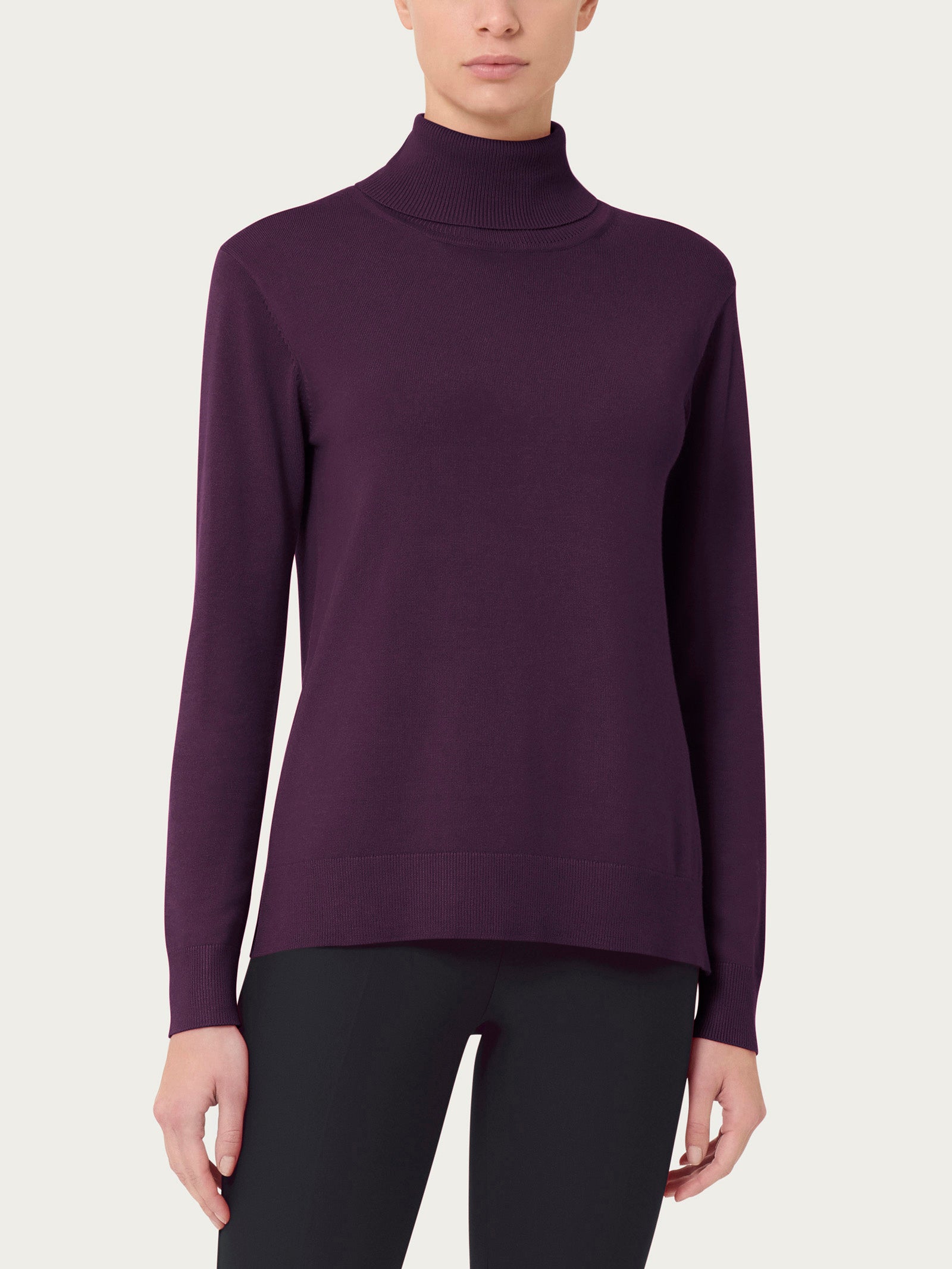 Ragno Four Seasons Dolcevita maglia collo alto viola Plum Perfect