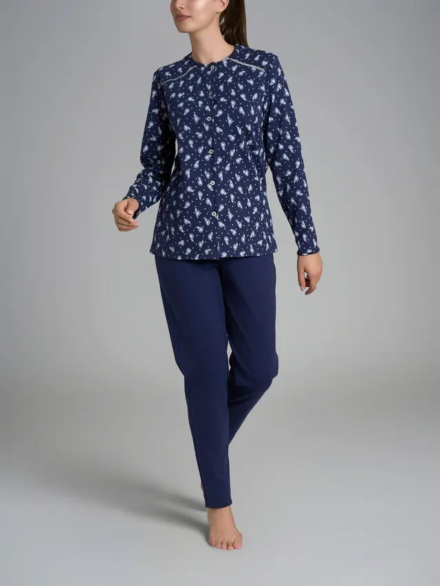 Ragno Sweet Emotion Pigiama Lungo Cotone Blu Fiore