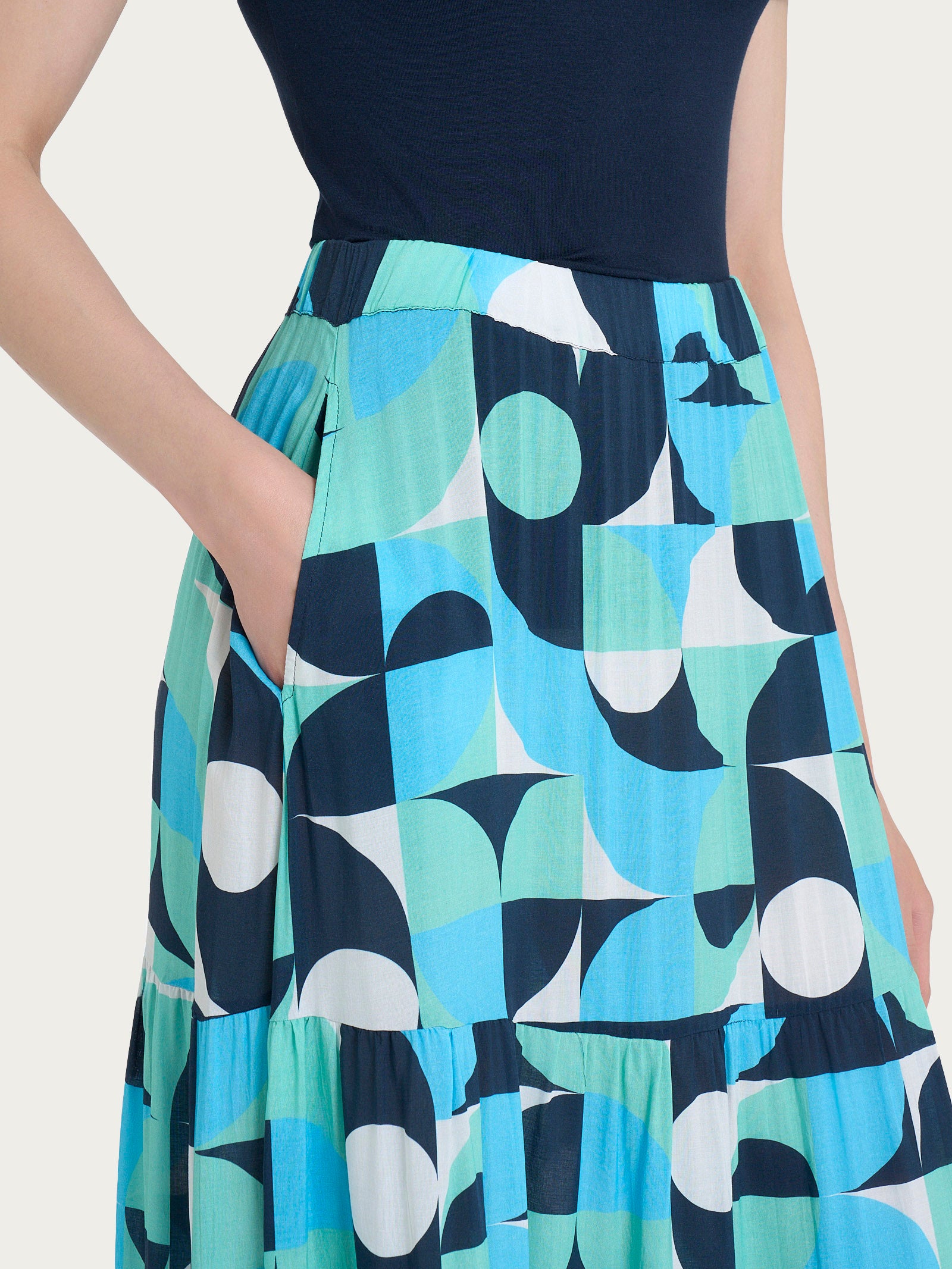 Ragno EcoSeta gonna longuette Pool Blue fantasia viscosa