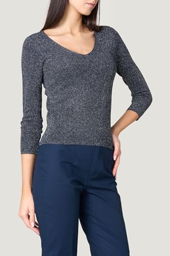 Goldenpoint Maglia Donna Scollo V 3/4 Lamè Costine Viscosa