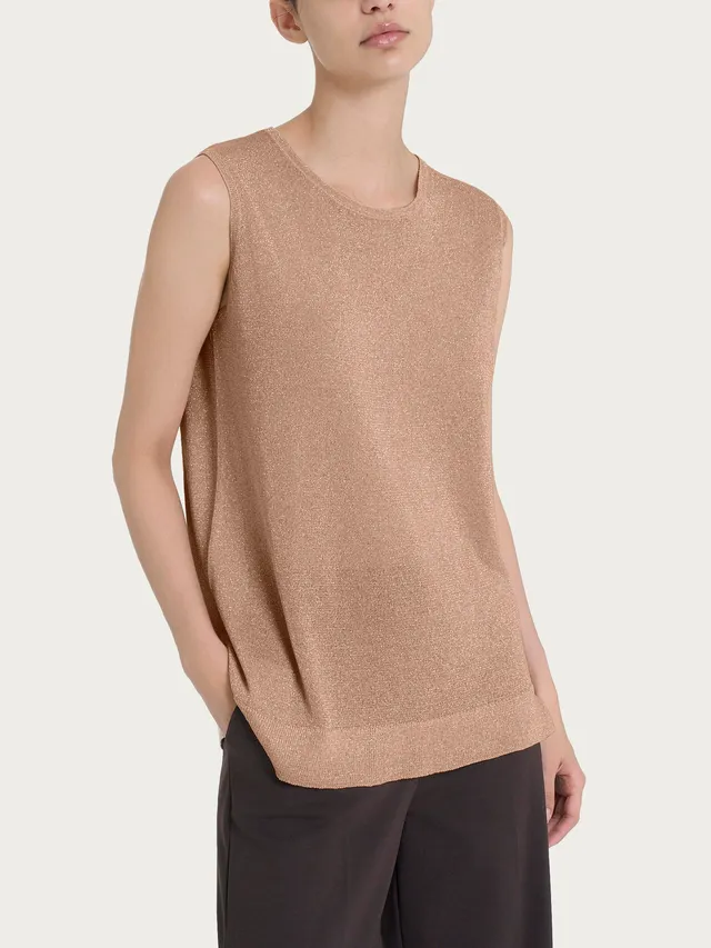 Ragno Maglia smanicata Crêpe Lurex Warm Taupe